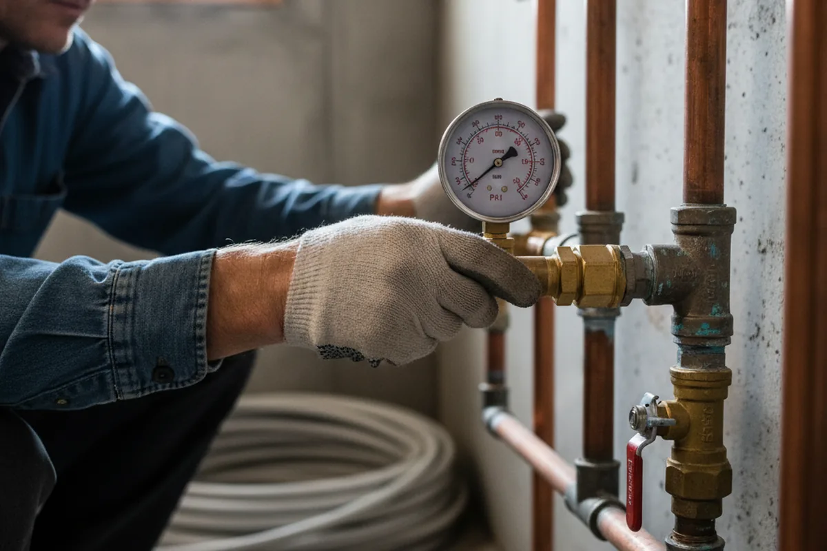 Pressure testing a repaired line during Water Line Repair in Lavallette